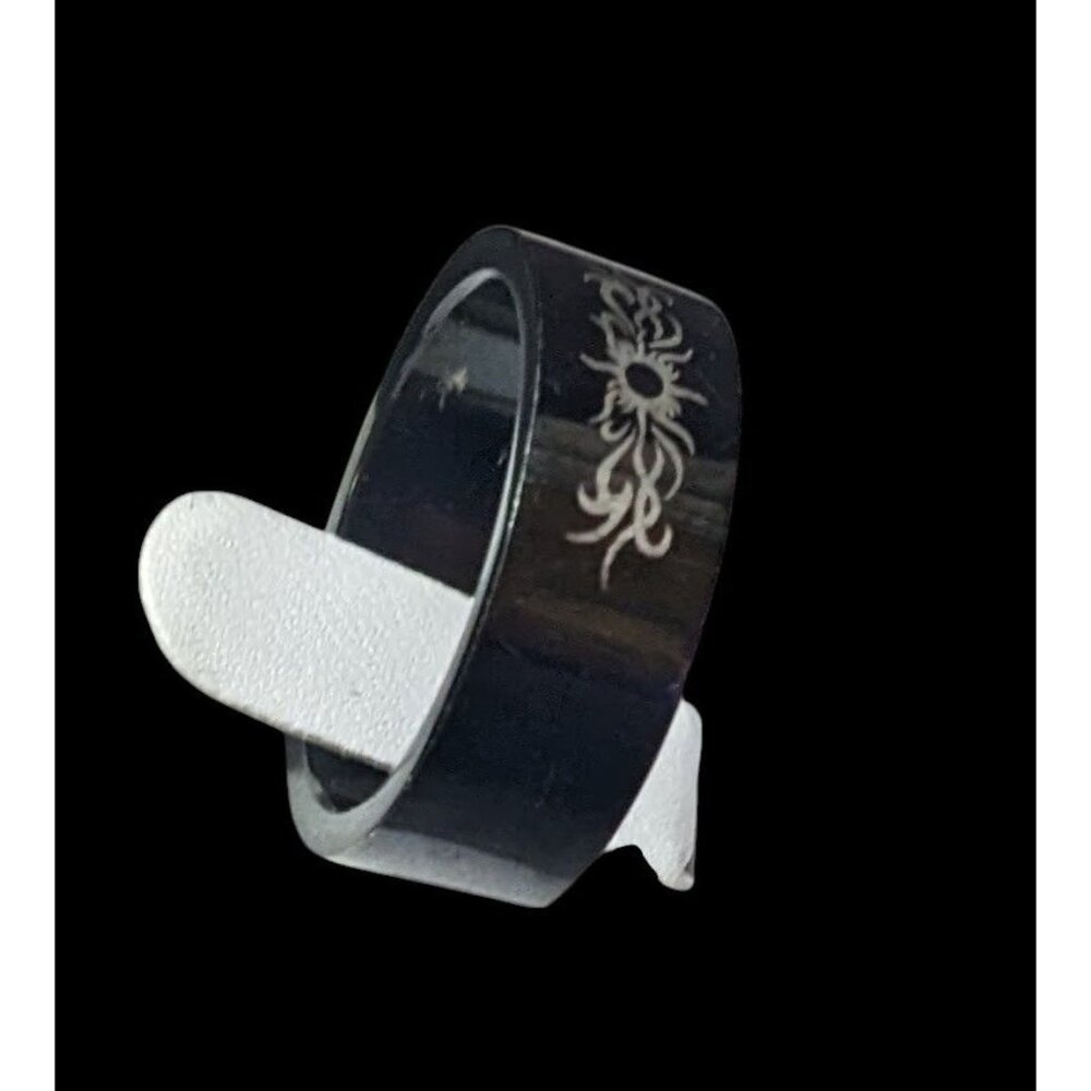 Black Stainless Steel Tribal Sun Design 316L Ring Size 10 1/2 - Picture 4 of 16